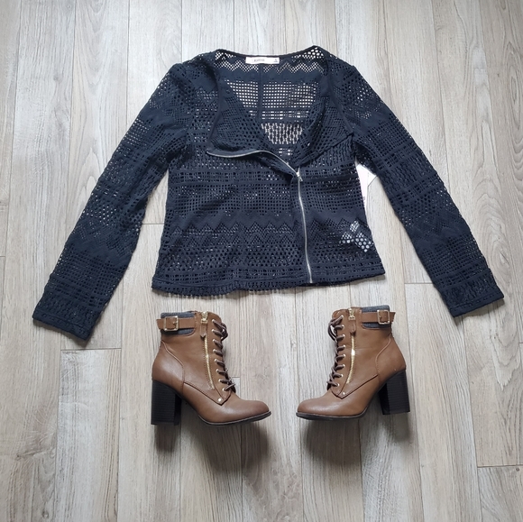 Justfab Lace Moto Jacket - Picture 6 of 14